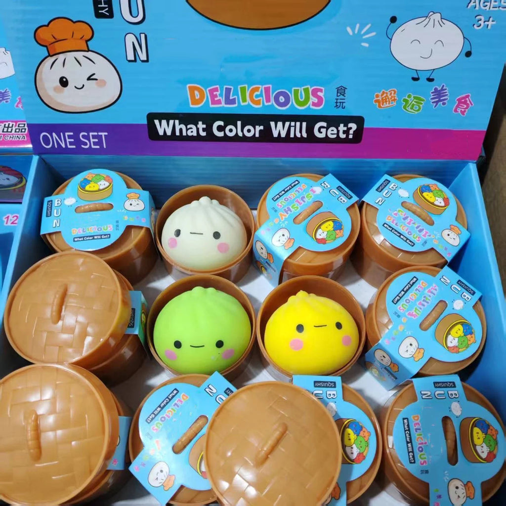 Dumpling Squashies Box,12Pcs Surprise Dumpling Squishys Stress Ball,Squishys Bun,Mystery Gift Box for Adult