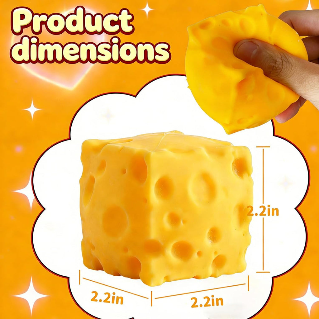 2 Packs Cheese Squishy Slow Rising, Squishy Squeeze Yellow Cheese Block, Soft Novelty Toy, Stress Balls for Adults Rebounding Sensory Squishys Cheese (Yellow)