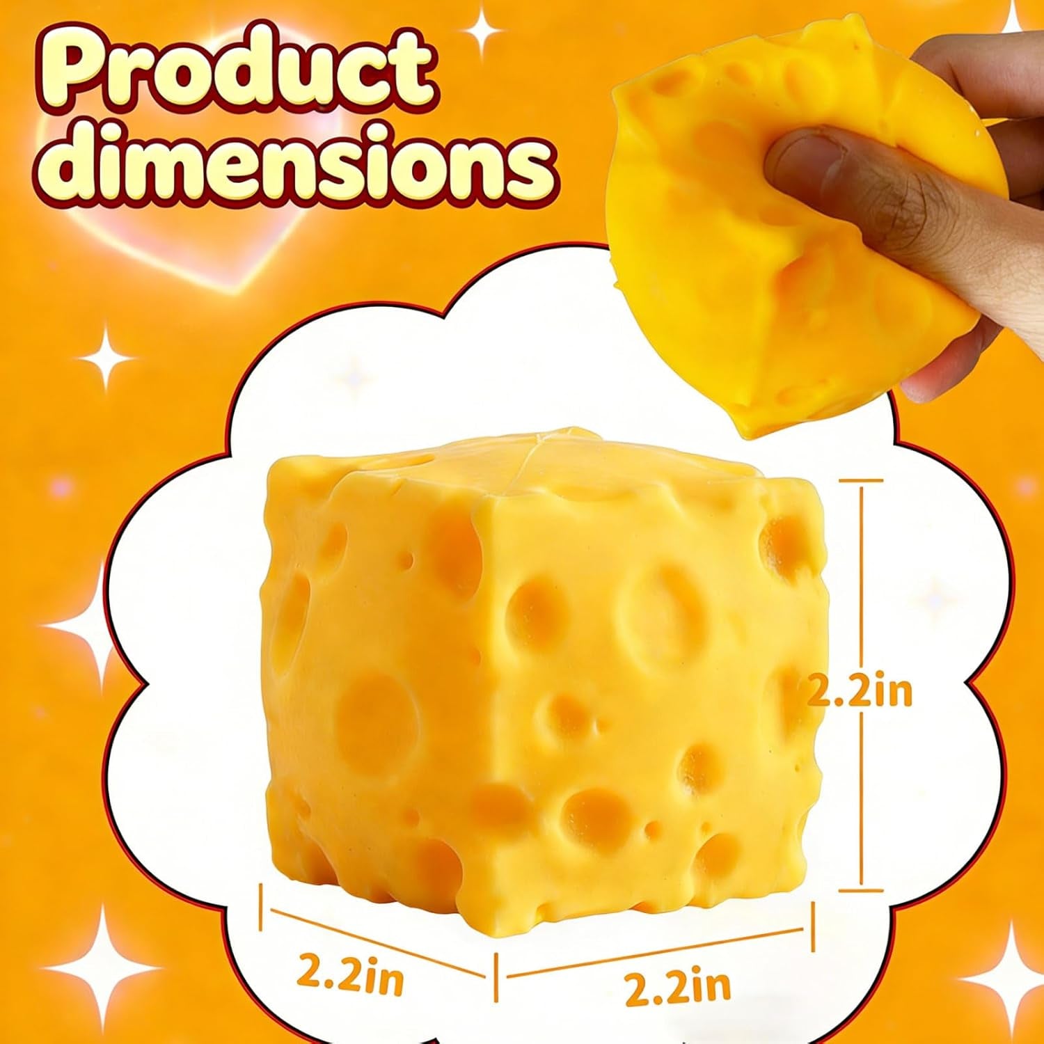 2 Packs Cheese Squishy Slow Rising, Squishy Squeeze Yellow Cheese Block, Soft Novelty Toy, Stress Balls for Adults Rebounding Sensory Squishys Cheese (Yellow)