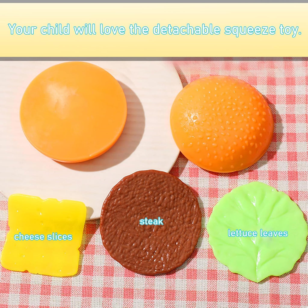 Hamburger Squishies Stress Relief Soft Simulation Food Detachable Burger Squeeze Toys Cute Birthday Gift Novelty Toy for Kid (Hamburger B)