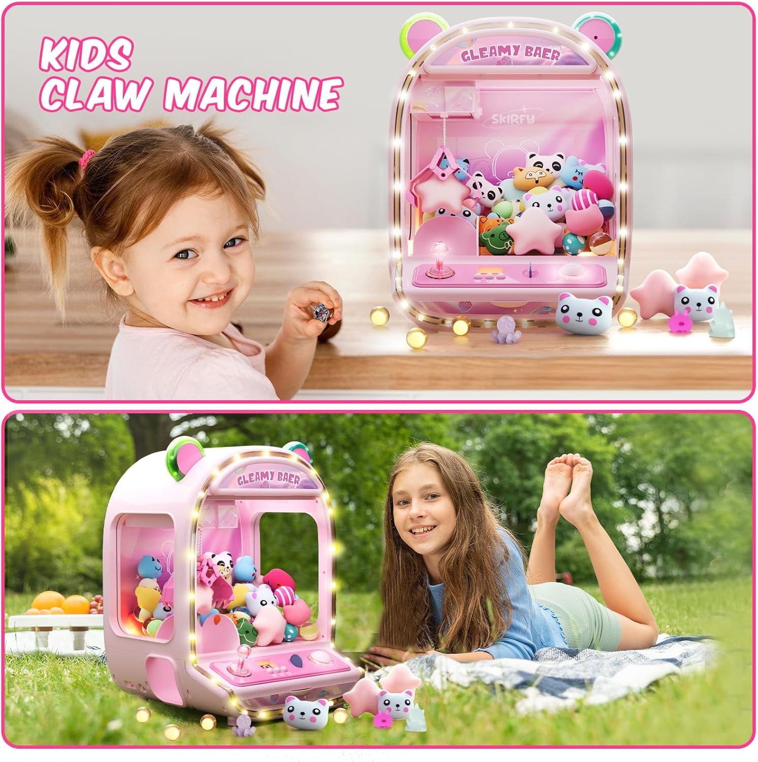 Large Claws Machine Toy with LED Light & Adjustable Sound,16" Candy Dispenser Toys Mini Vending Machine for Kids Christmas Birthday Big Gifts for Girls Boys Ages 6+