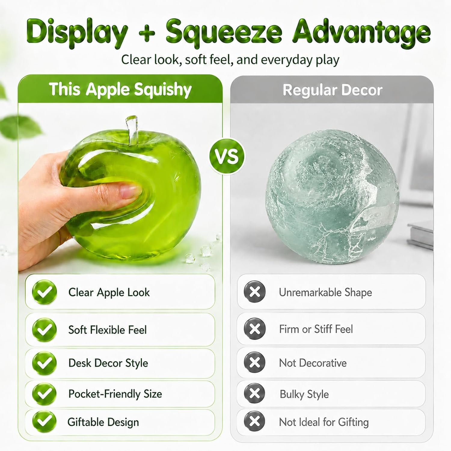 Apple Squishy Slushy Red Slush Coconut Oil Toy Squish Fruit Squeeze Fidget Aqua Toys Giant for Adults Squeezy Mellow Sugar Stress Ball 2026 Decompression Swuishy Slow Rising Reliever (Red)