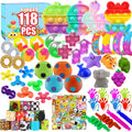 118 Pcs Fidget Toys for Kids, Stress Sensory Toys Pack Party Favors Kids Anxiety Autism ADHD, Treasure Box Classroom Prizes, Pinata Fillers Goodie Bags Stuffers Gift Bag