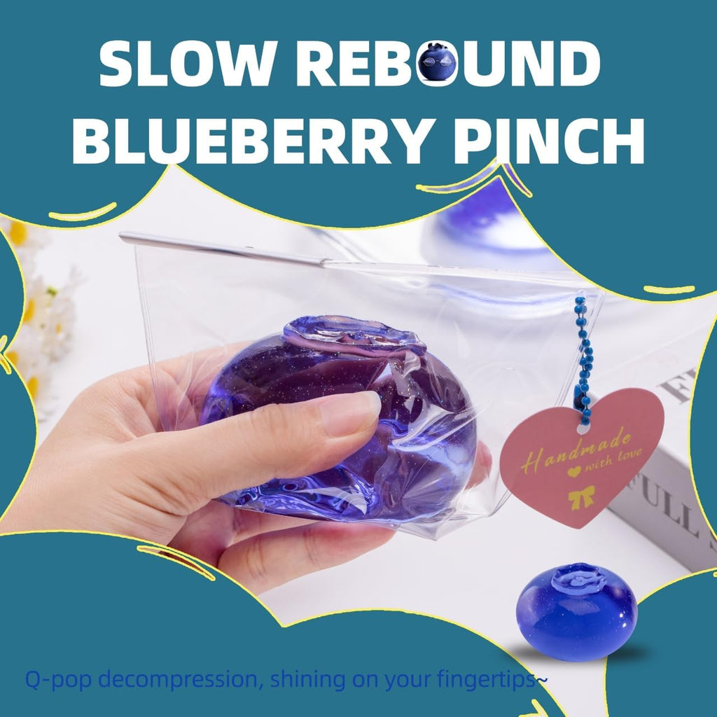 Handmade Silicon Taba Clear Blueberry Squishy,Safe & Non-Toxic Sticky Big Jumbo Mochi Squishy Toy for Kids & Adults, Cute Stress-Relief Fidget Squeeze Toys for Relaxation & Sensory Play