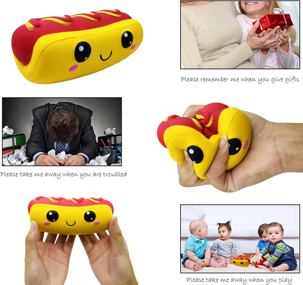 Slow Rising Hot Dog Squishies Toy for Kids Birthday Gift,Cute Simulation Food Stress Relief Squishys Squishi Squeeze Toys