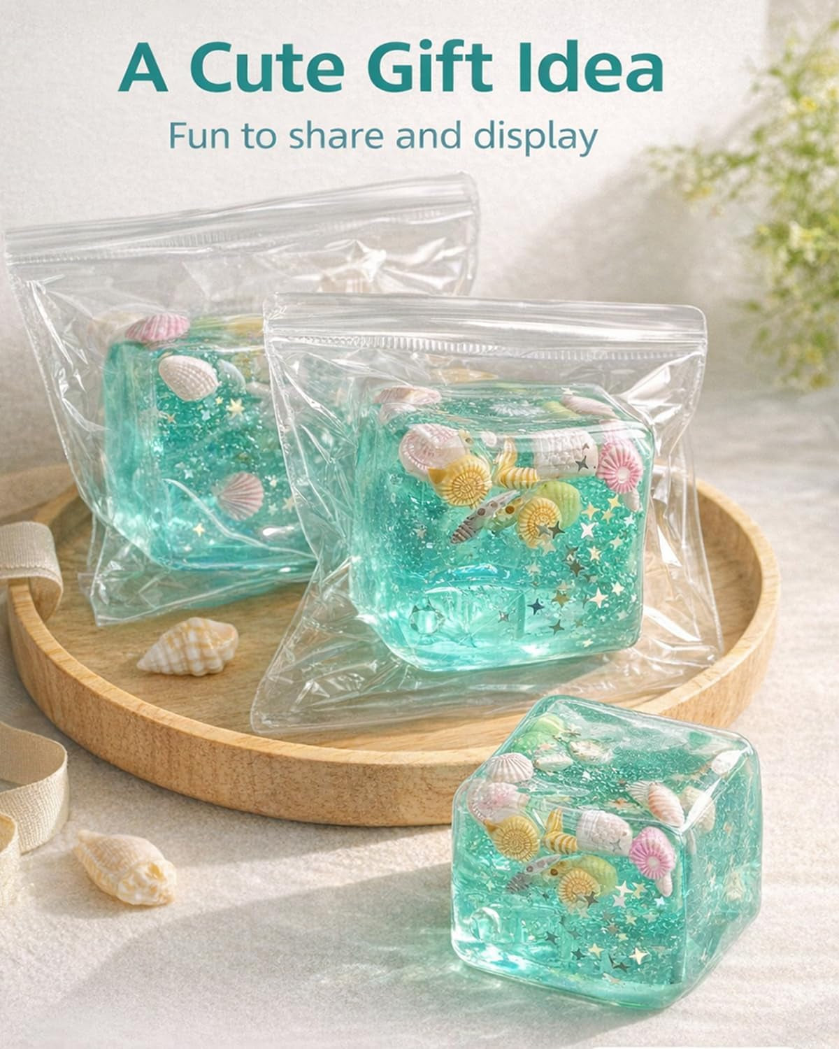 Ice Cube Squishy, Ice Cubes Stress Balls, Soft Slow Rise Squishy Stress Relief Sensory Toy, ICES Cubes Marine Shells Squishies Toy, Stretchy Fidgets Toys, Squeeze Ball Hand Toys