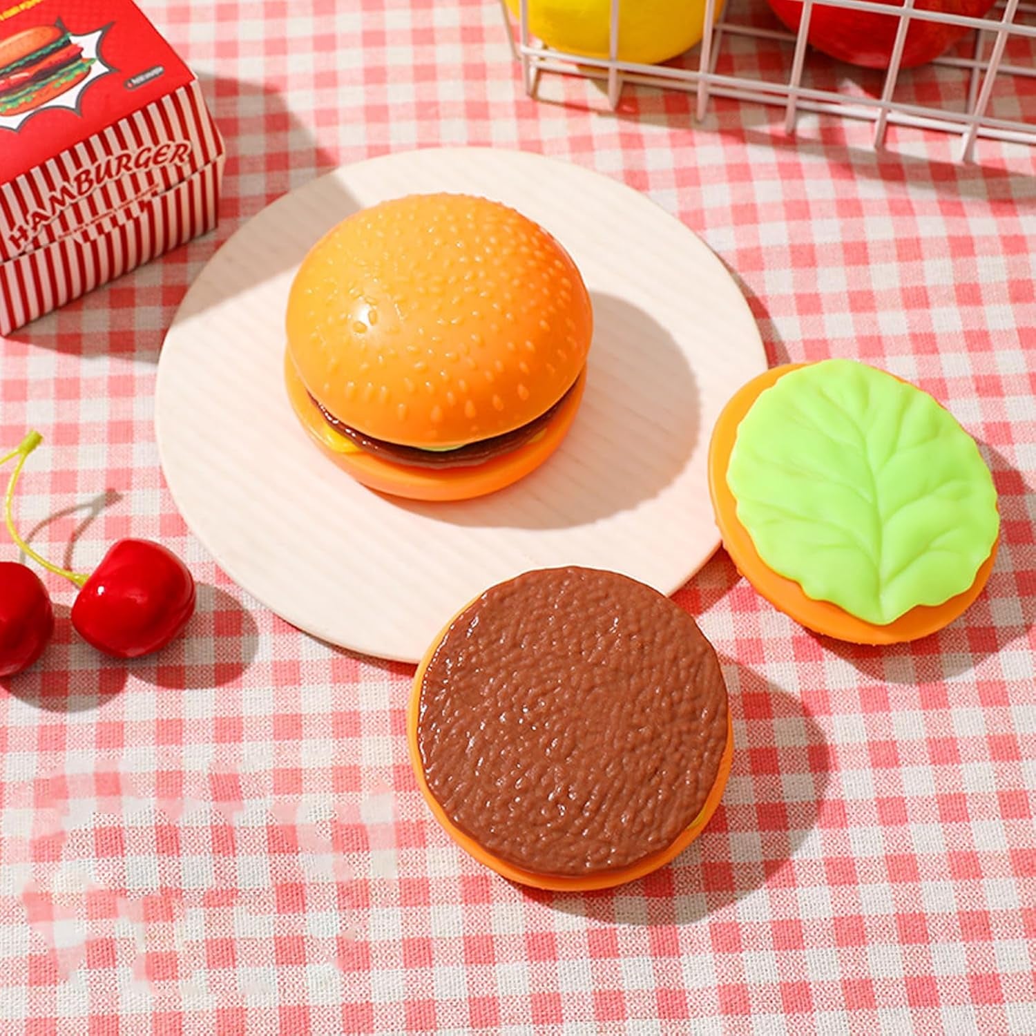 Hamburger Squishies Stress Relief Soft Simulation Food Detachable Burger Squeeze Toys Cute Birthday Gift Novelty Toy for Kid (Hamburger B)