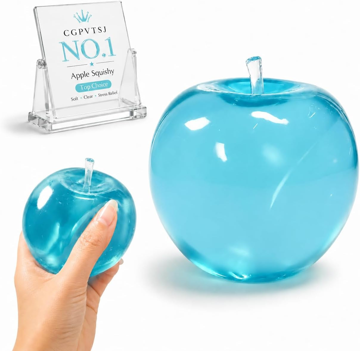 Apple Squishy Slushy Blue Slush Coconut Oil Toy Squish Fruit Squeeze Fidget Aqua Toys Giant for Adults Squeezy Mellow Sugar Stress Ball 2026 Decompression Swuishy Slow Rising Reliever (Blue)