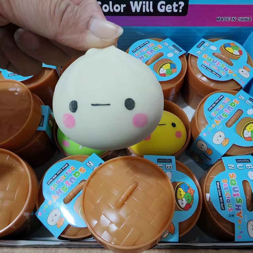 Dumpling Squashies Box,12Pcs Surprise Dumpling Squishys Stress Ball,Squishys Bun,Mystery Gift Box for Adult