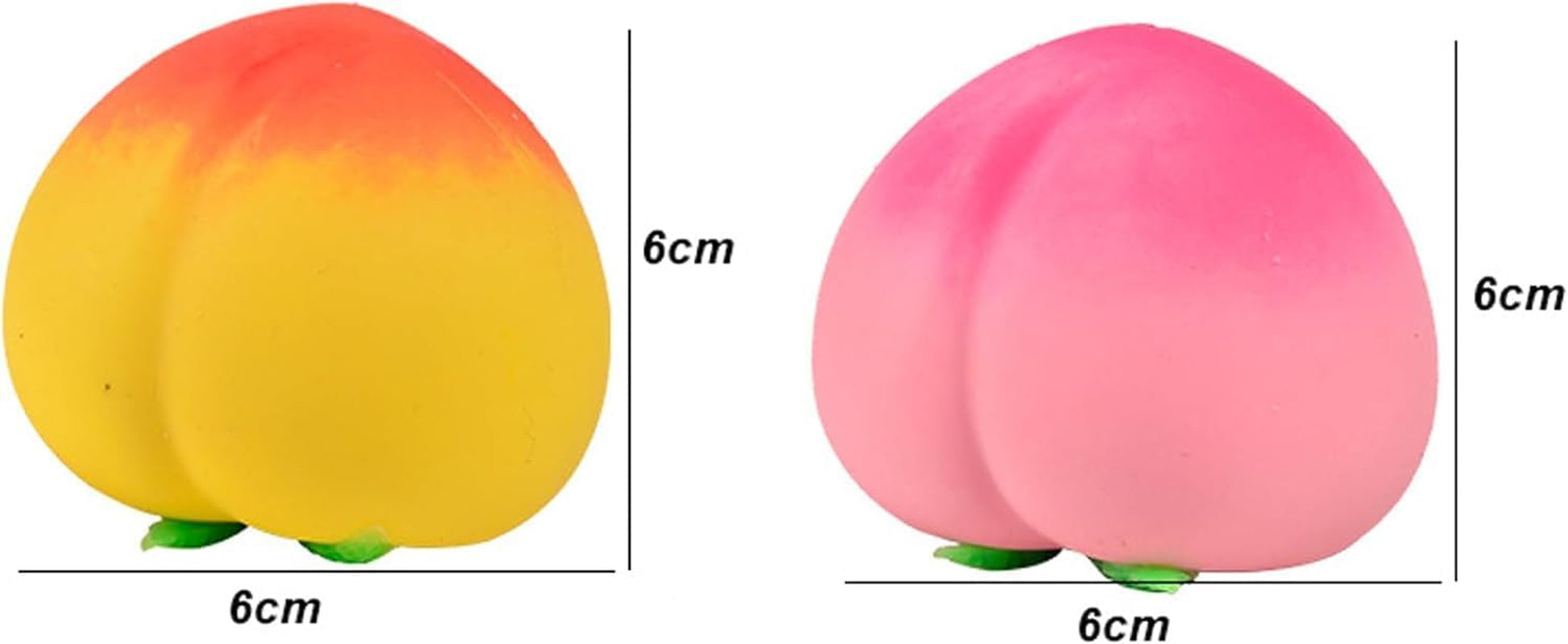 2Pcs Squishy Peach, Peach Squishy, Soft Squeezy Fruit Squishys, Squishyes Fidget for Adults, Cute Fruit Squishys Stress Relief Gift -Pink+Yellow