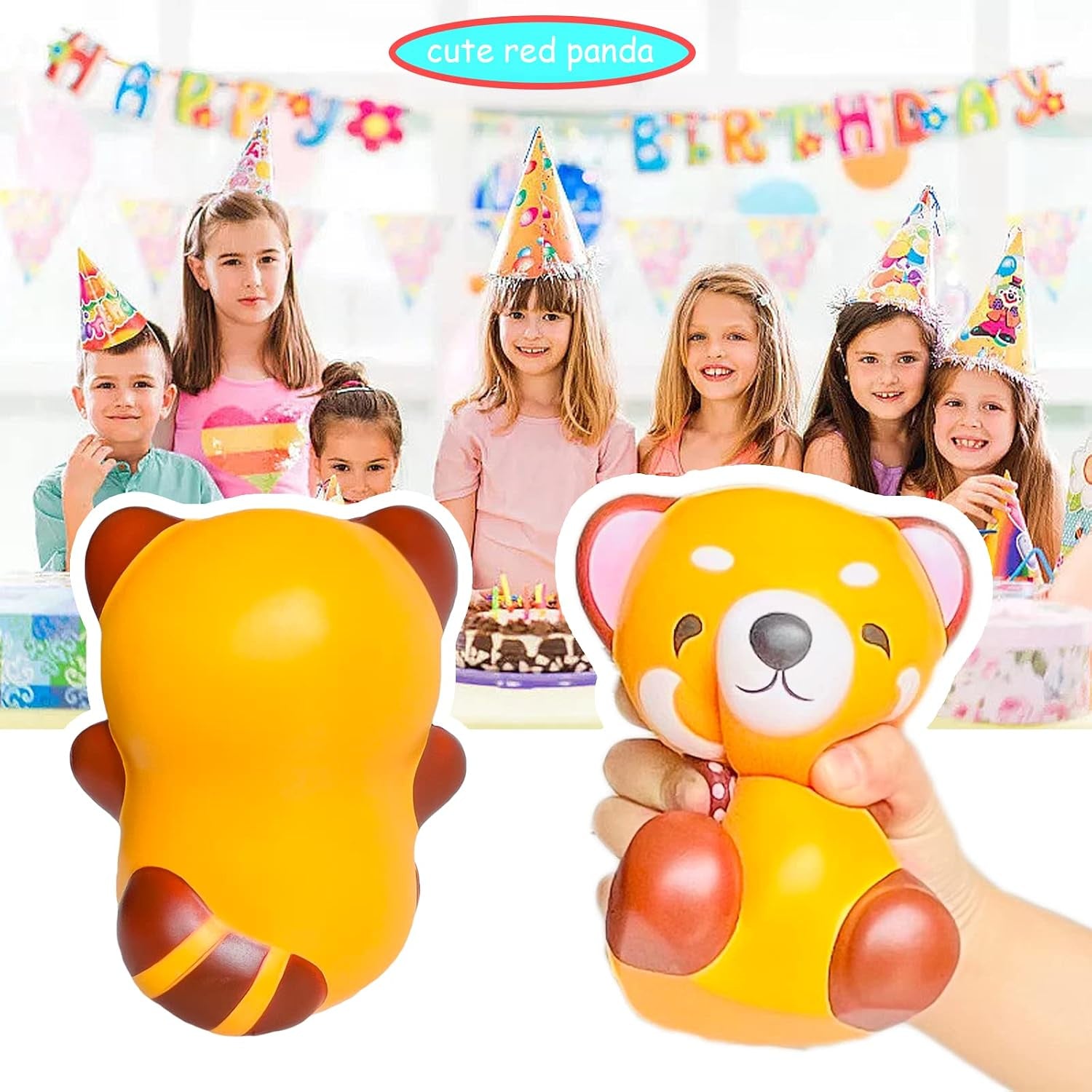 Cute Red Panda Slow Rising Squishies Toy,Raccoon Squishys Birthday Gift for Kids, Stress Relief Kawaii Squishie Squeeze Toys