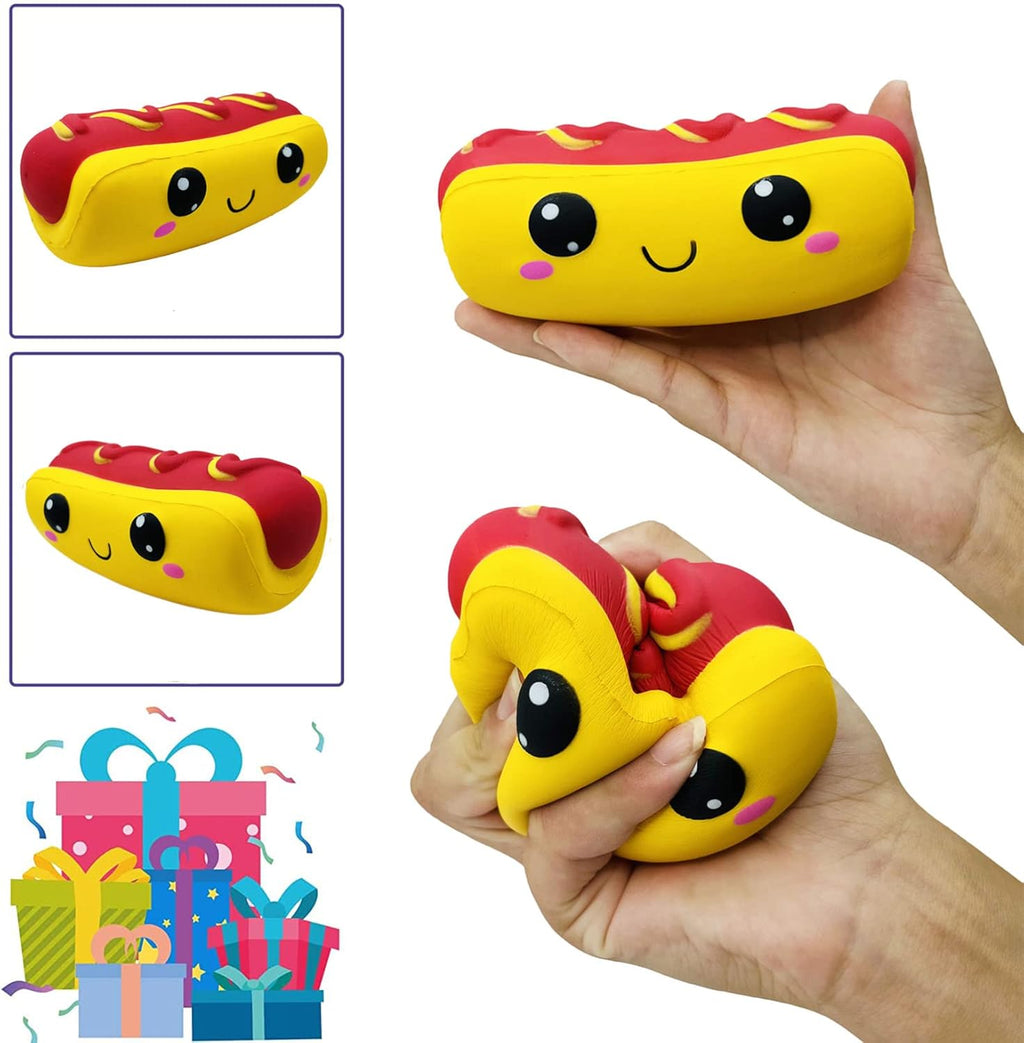 Slow Rising Hot Dog Squishies Toy for Kids Birthday Gift,Cute Simulation Food Stress Relief Squishys Squishi Squeeze Toys