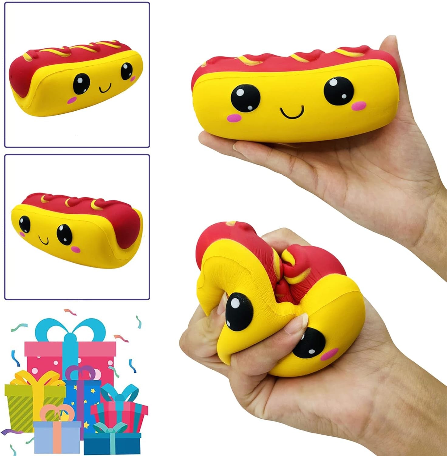 Slow Rising Hot Dog Squishies Toy for Kids Birthday Gift,Cute Simulation Food Stress Relief Squishys Squishi Squeeze Toys