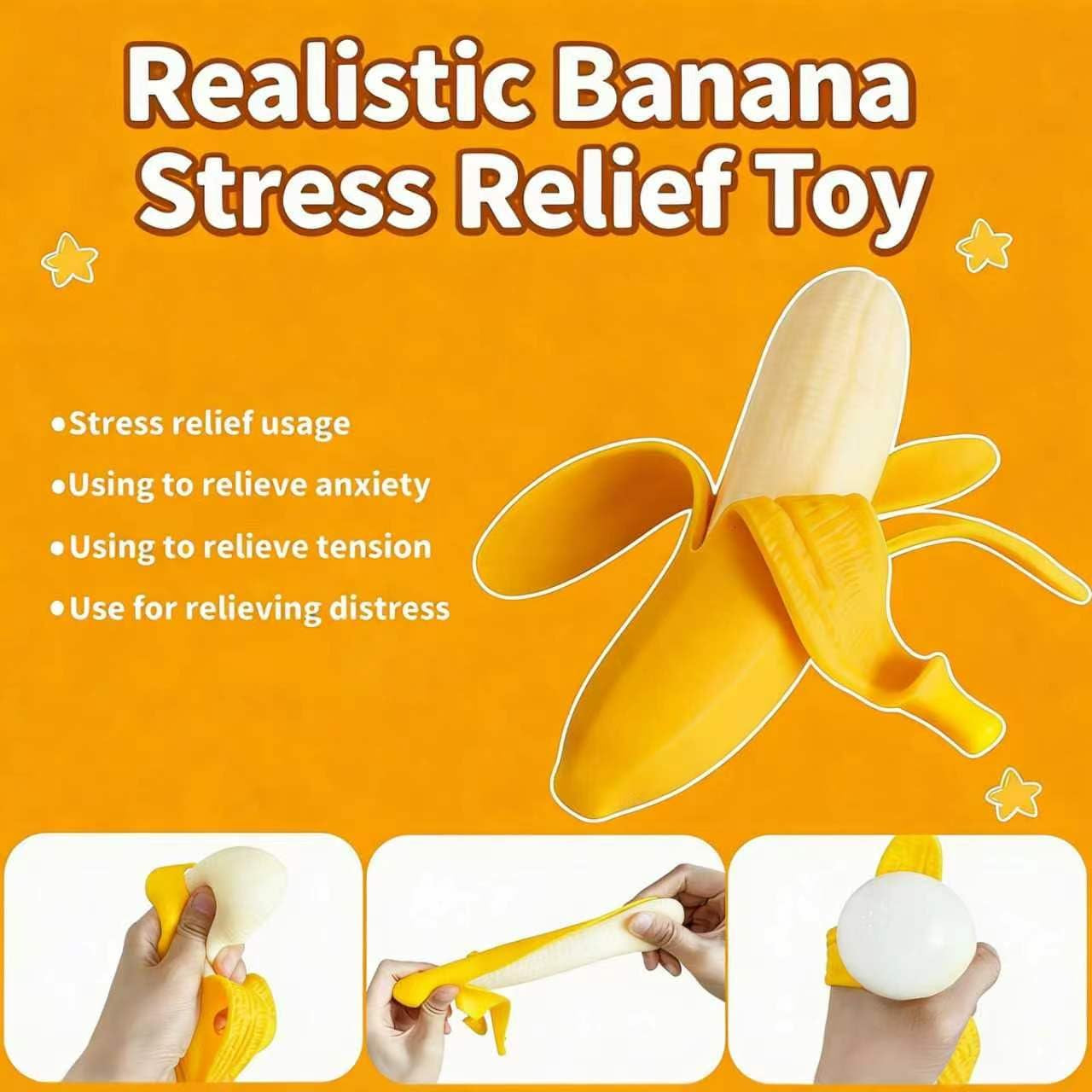 Bananas Fruit Squeeze Toys, Banana Squishies for Stress Relief Stress, Stretchy Fidget Toys for Fun Easter Basket Stuffer Gift Birthday Party