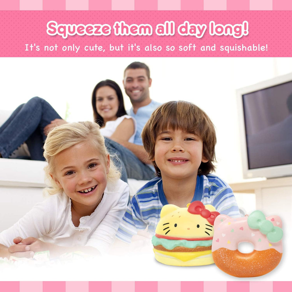 Sanrio Hello Kitty Ice Cream Donut Slow Rising Squishy Toy Keychain (Mint Chocolate) for Party Favors, Stress Balls, Birthday Gift Boxes, Kawaii Squishies for Kids, Girls, Boys, Adults