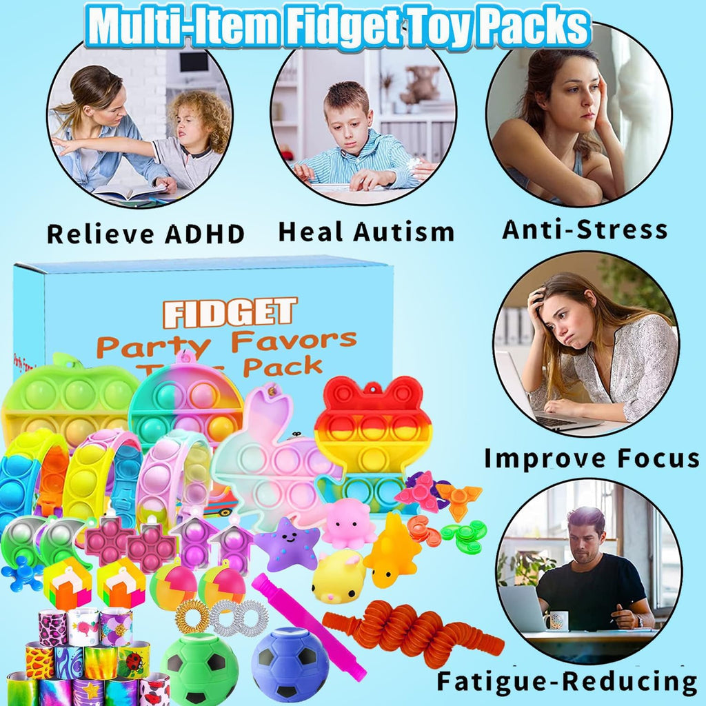 118 Pcs Fidget Toys for Kids, Stress Sensory Toys Pack Party Favors Kids Anxiety Autism ADHD, Treasure Box Classroom Prizes, Pinata Fillers Goodie Bags Stuffers Gift Bag