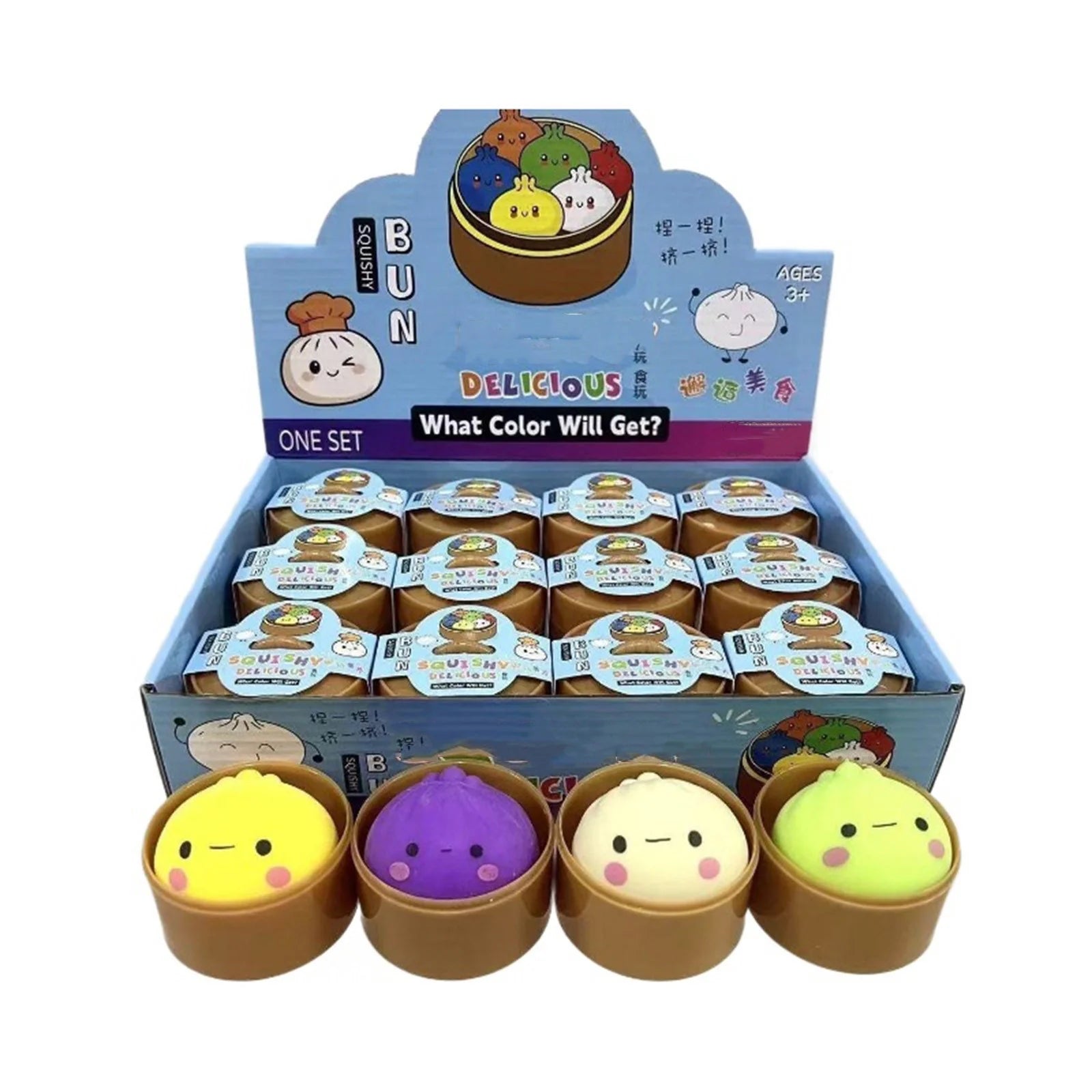 Dumpling Squashies Box,12Pcs Surprise Dumpling Squishys Stress Ball,Squishys Bun,Mystery Gift Box for Adult