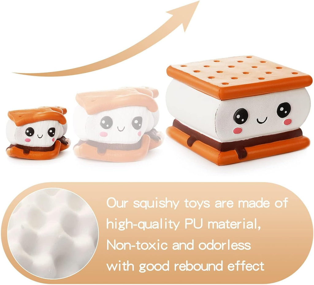 Squishies Smore Slow Rising Squishy Toy for Kids Soft Cookies Sandwich Scented Stress Relief Realistic Food Cute Squeeze Squish Toy
