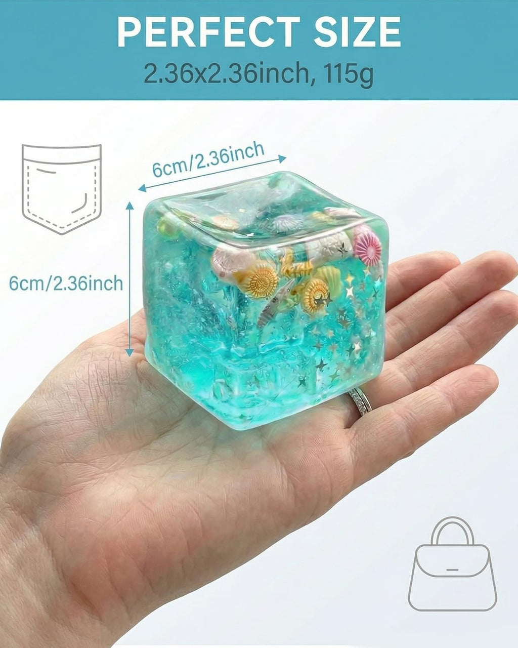 Ice Cube Squishy, Ice Cubes Stress Balls, Soft Slow Rise Squishy Stress Relief Sensory Toy, ICES Cubes Marine Shells Squishies Toy, Stretchy Fidgets Toys, Squeeze Ball Hand Toys