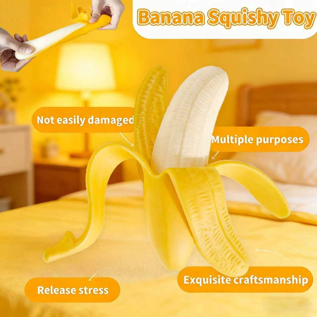 Bananas Fruit Squeeze Toys, Banana Squishies for Stress Relief Stress, Stretchy Fidget Toys for Fun Easter Basket Stuffer Gift Birthday Party