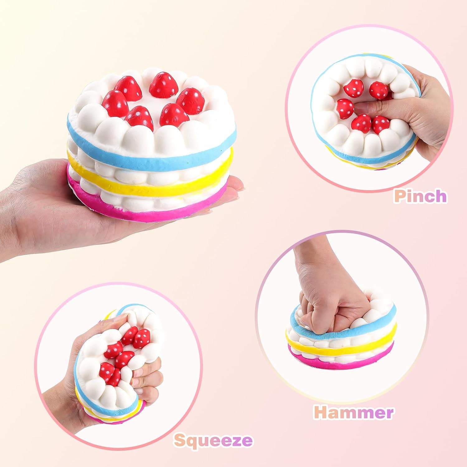 4.33" Squishies Jumbo Slow Rising Kawaii Colorful Squishies Strawberry Cake Scented 1 Pcs