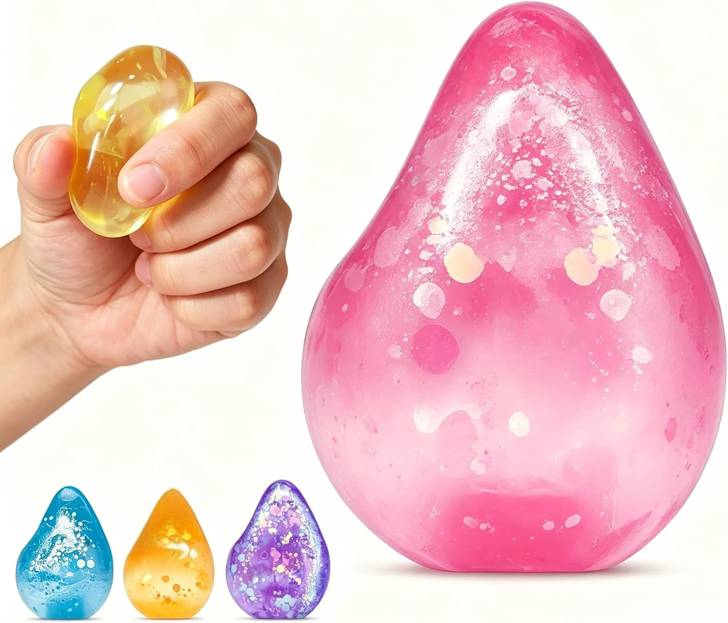Fidget Toys Stress Cube, Cube Squishies Anxiety Stress Relief, Ice Squishy Stress Cube-Drop Malt Sugar Balls, Sensory Toys for Kids with Autism, Fidgets for Classroom Prize Toys (1Pack Pink)