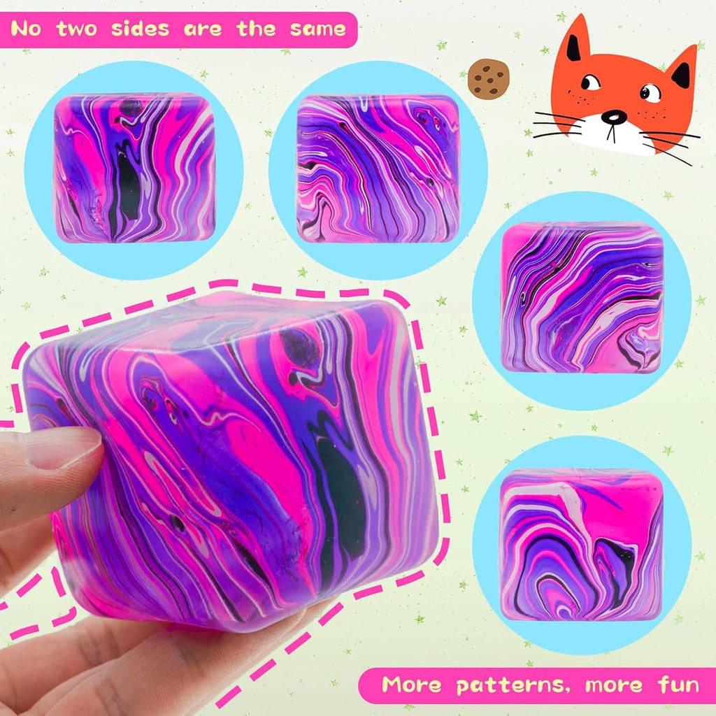 Fidget Toys Squishy Stress Cube, Stress Balls for Adults Squishies Stress Relief, Fidget Cube Sugar Ball,Ice Squishy Cube Sugar Balls, Sensory Toys for Birthday, Christmas,Office (Purple)