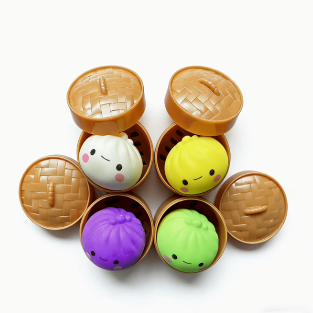 Dumpling Squashies Box,12Pcs Surprise Dumpling Squishys Stress Ball,Squishys Bun,Mystery Gift Box for Adult