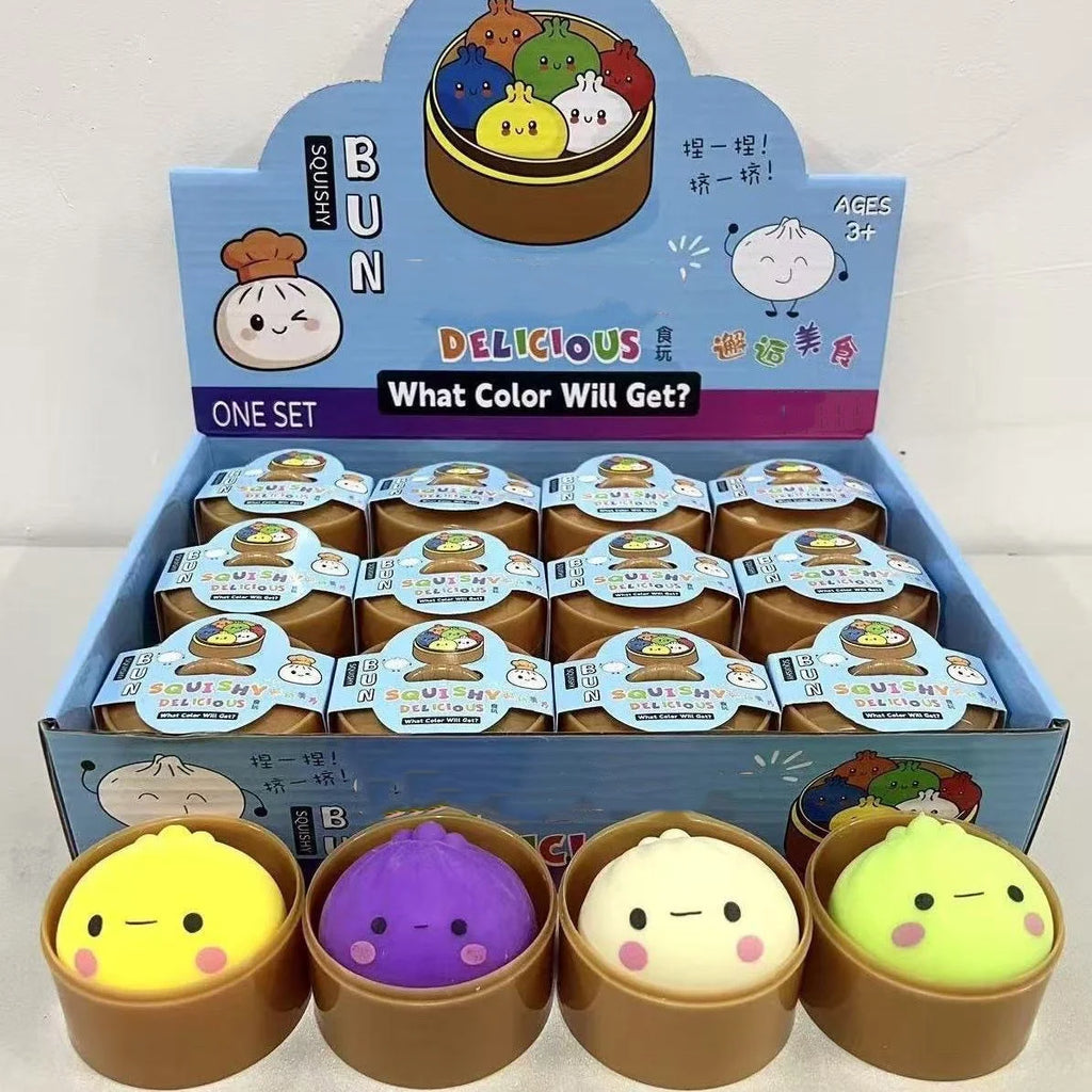 Dumpling Squashies Box,12Pcs Surprise Dumpling Squishys Stress Ball,Squishys Bun,Mystery Gift Box for Adult