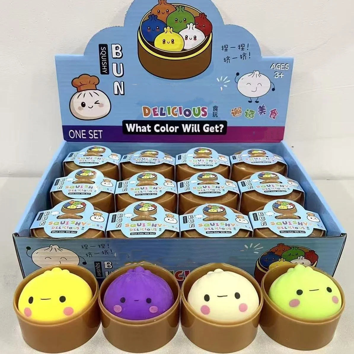 Dumpling Squashies Box,12Pcs Surprise Dumpling Squishys Stress Ball,Squishys Bun,Mystery Gift Box for Adult